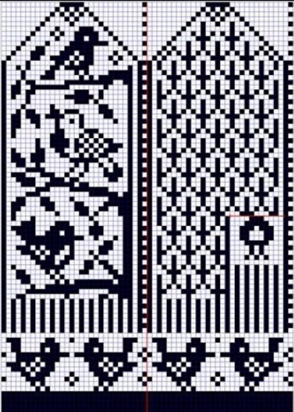 Варежки жаккардовые узоры спицами со схемами зимняя Радуга