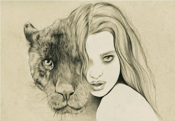 Девушка карандашом