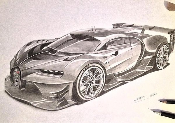 Бугатти Шерон карандашом