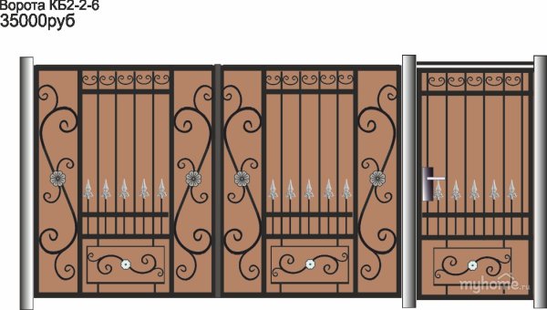 Ворота из профильной трубы холодная ковка