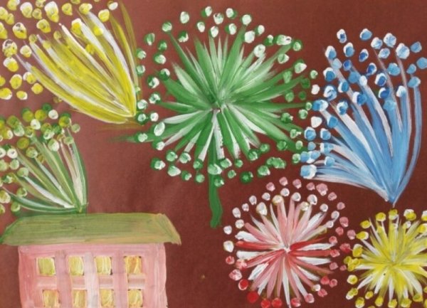 Рисование праздничный салют