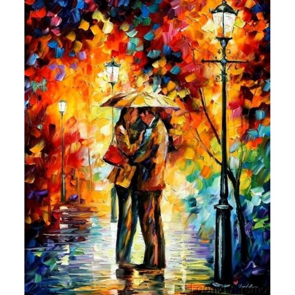 Леонид Афремов поцелуй под дождем