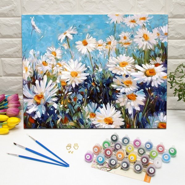 Ромашки акрилом на холсте