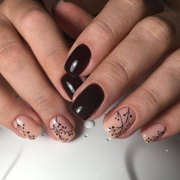 Маникюр в бедевоткорисневвх тонпх