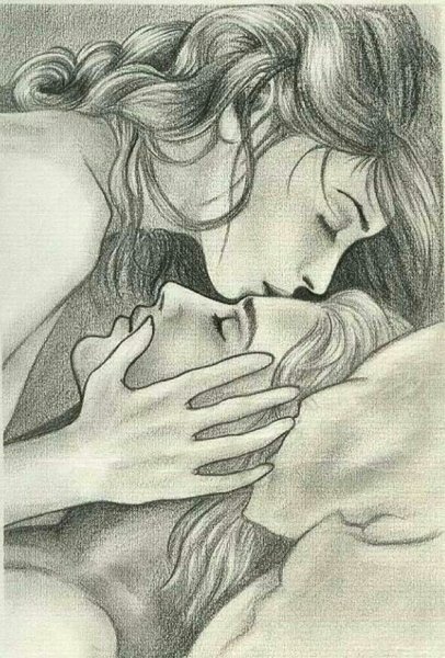 Влюбленные акварель