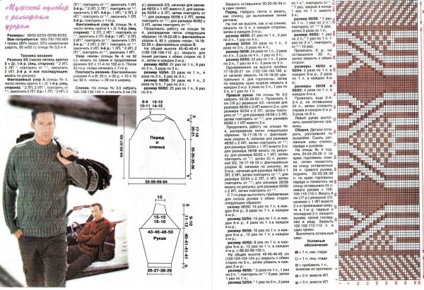 Вязаные мужские пуловеры спицами со схемами модные