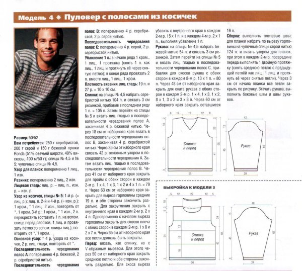 Мужские вязаные свитера спицами со схемами модные