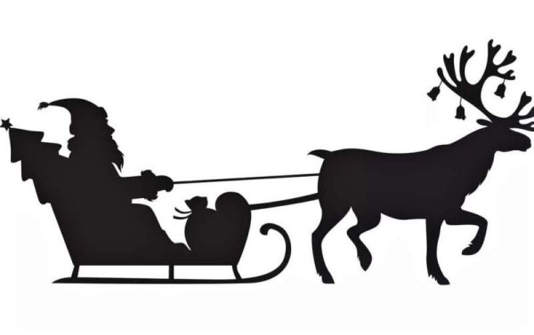 Силуэт оленей с санями