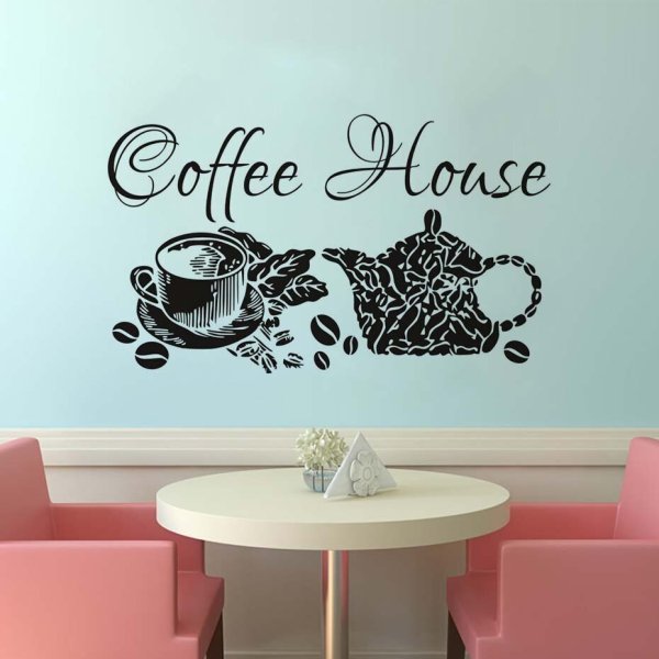 Надписи в кофейне на стене