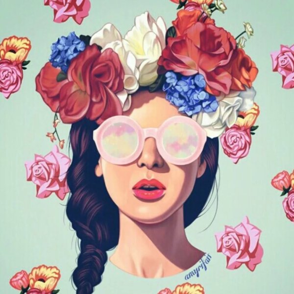 Нарисованная девушка с фотоаппаратом