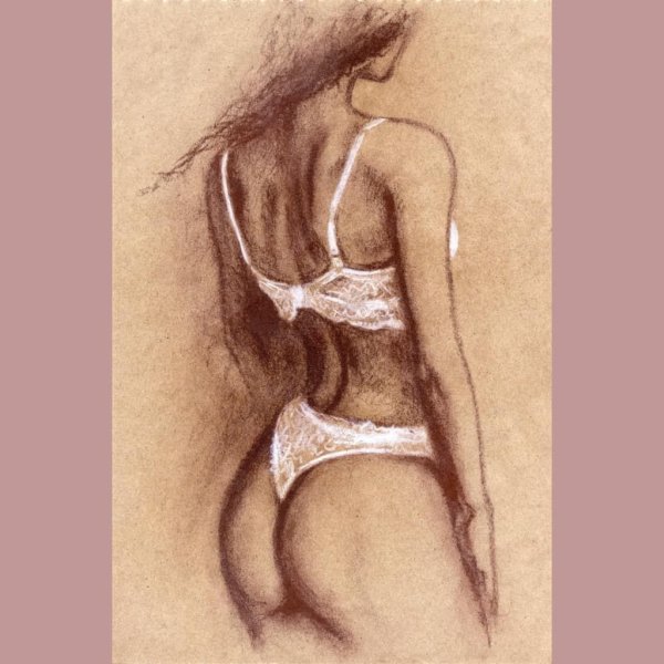Красивое женское тело карандашом