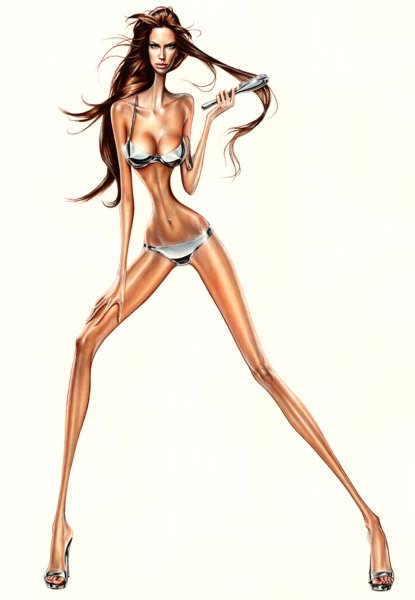 Девушка со спины карандашом