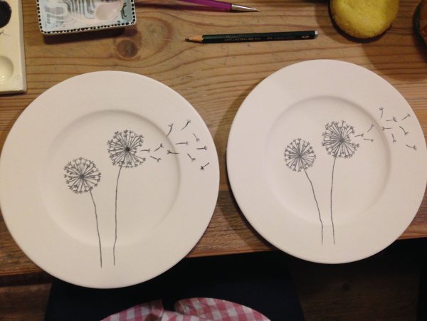 Роспись тарелок маркерами