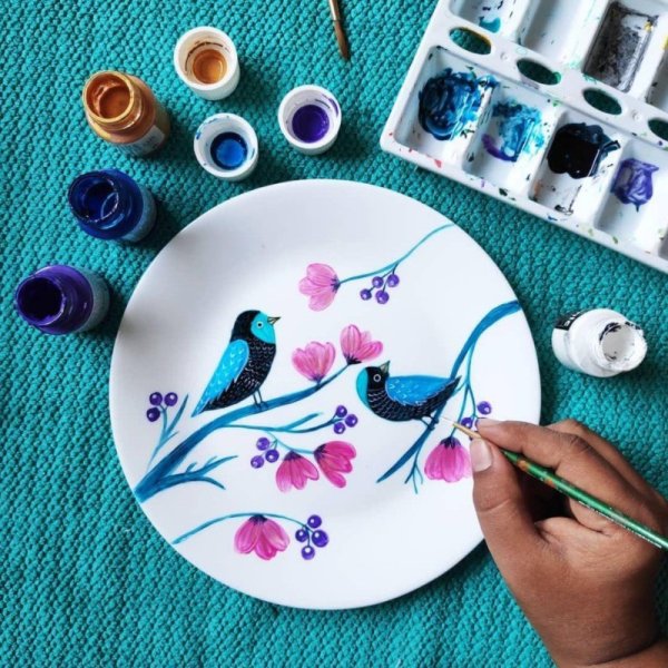 Роспись посуды акриловыми красками