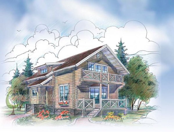 Современный деревянный дом рисунок
