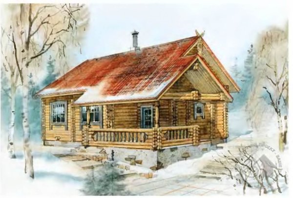 Одноэтажный деревянный деревенский дом