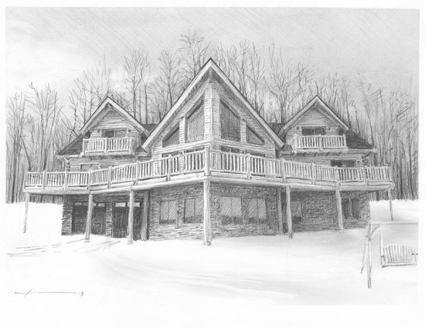 Красивый домик карандашом