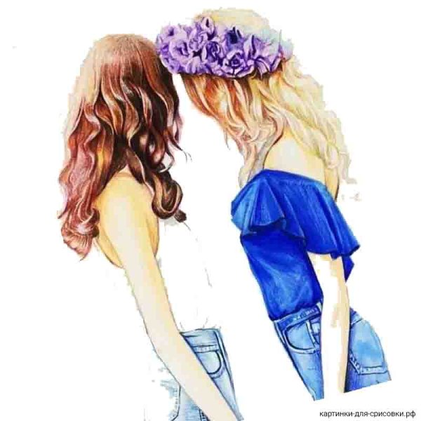 Две девочки в мультяшном стиле
