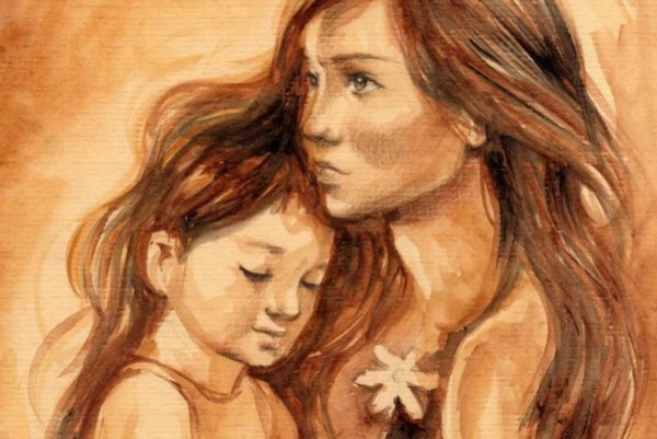 Мама и дочка рисунок для срисовки