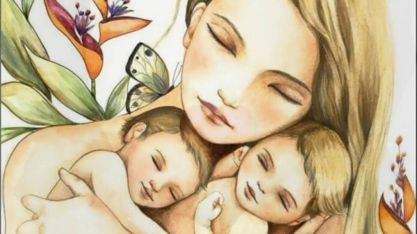 Картина женщина с ребенком на руках