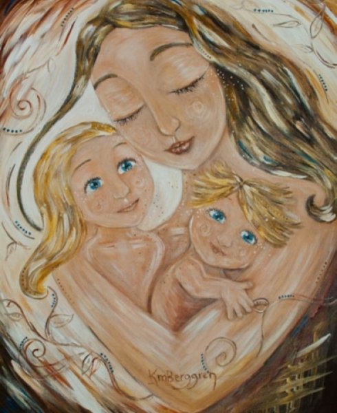 Мать и дитя акварель