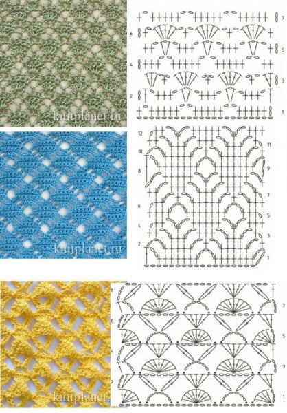 Цветочный узор крючком безотрывное вязание