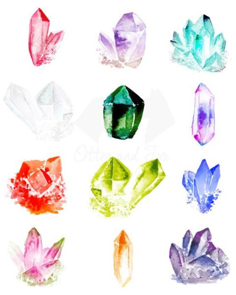 Кристаллы акварелью