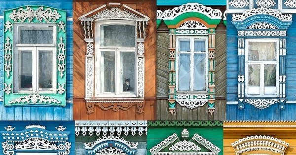 Резные оконные рамы вектор