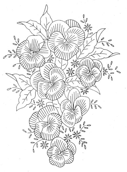 Цветочный орнамент для вышивки гладью