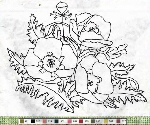 Вышивка гладью рисунки схемы