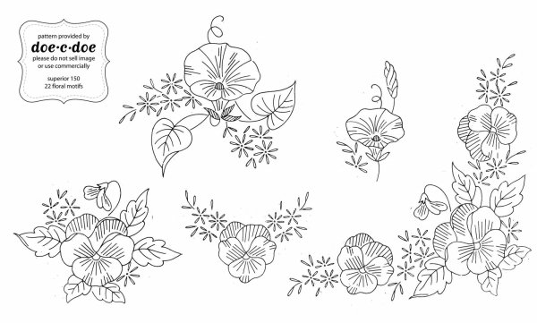 Цветочные мотивы для вышивки гладью