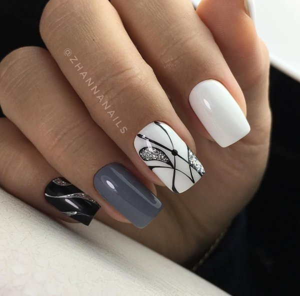 Шеллак на короткие ногти геометрия