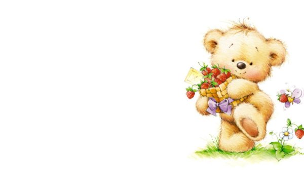 Мишка с букетом рисунок