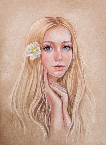 Портреты женщин цветными карандашами