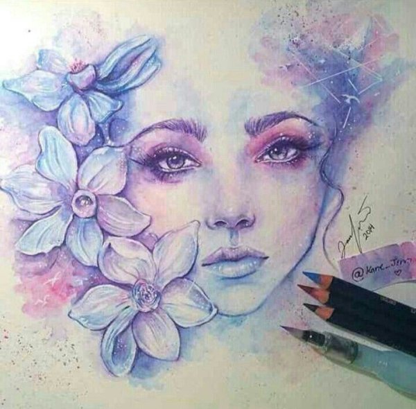 Лицо девочки цветное