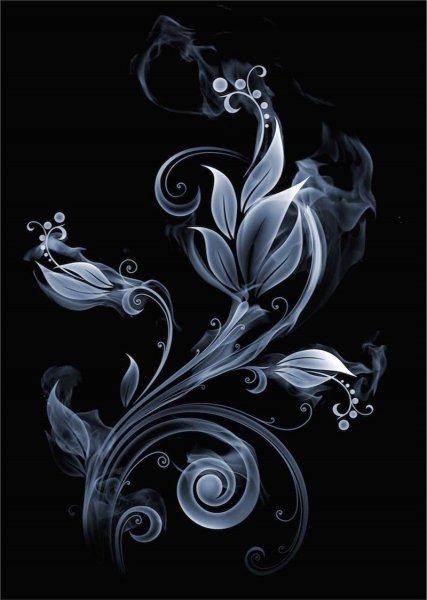 Цветочный орнамент на черном фоне