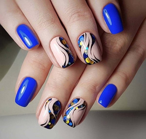 Маникюр Гжель роспись ногтей