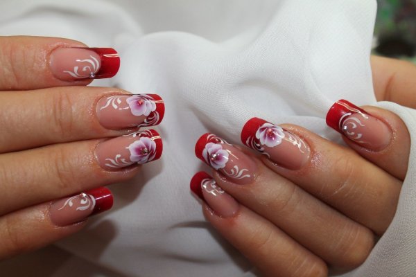 Красный френч с рисунком