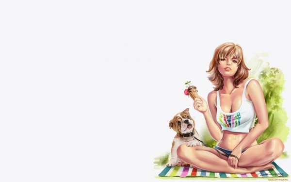 Обои девушка рисунок