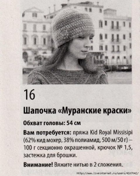 Схема вязания шапки из мохера