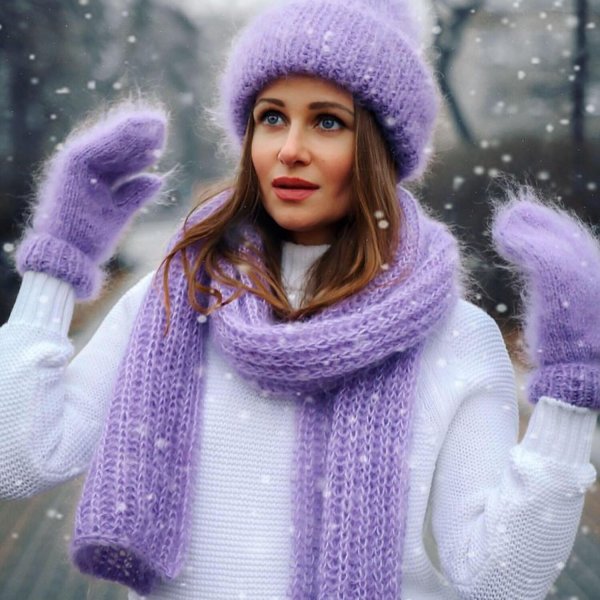 Шапка вязаная мохеровая 2020