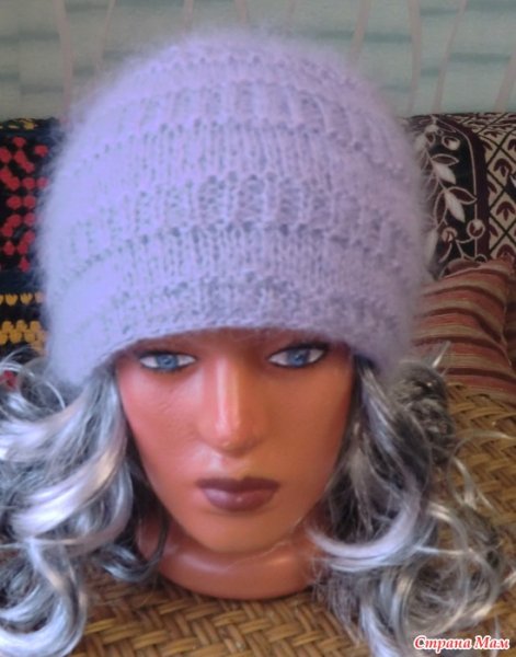 Связать женскую шапку с отворотом описание схемы спицами