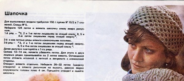 Шапка спицами для женщин с описанием