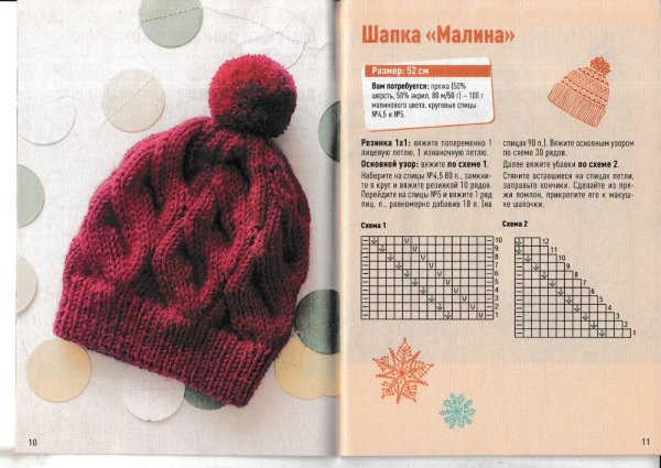 Мохеровые шапки спицами