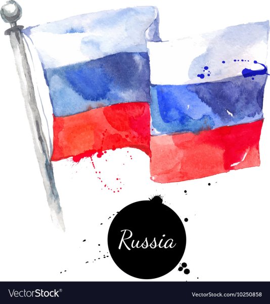 Флаг России акварель