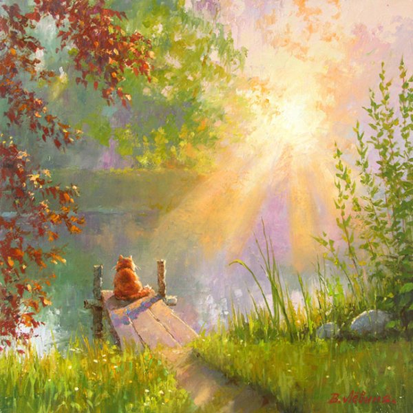 Дмитрий Левин Солнечный пейзаж маслом