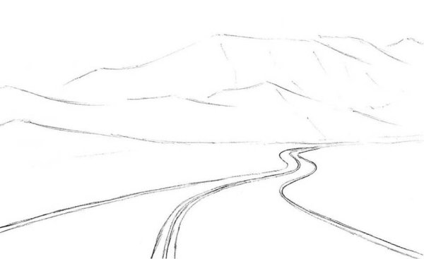 Набросок пейзажа дорога