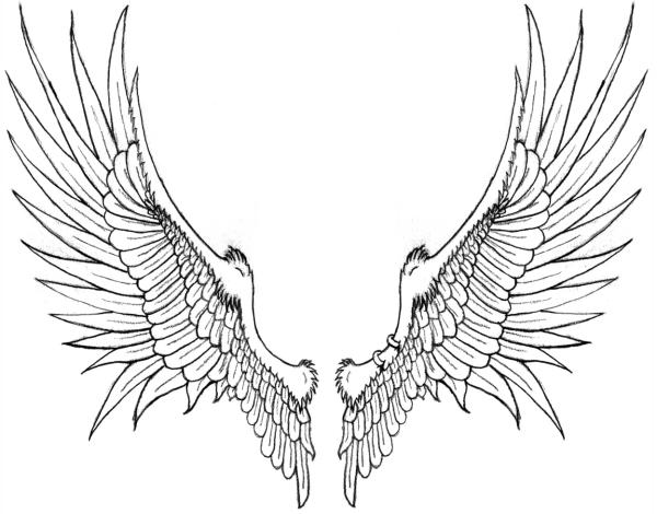 Рисунки ангела с крыльями для срисовки