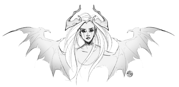 Девушка демон рисунок