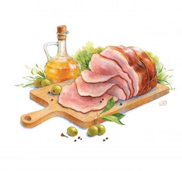 Мясо акварель